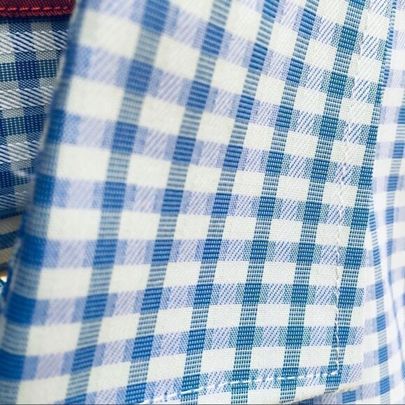 Elie Blue White Check L/S Square Button Down Shirt - Picture 8 of 12